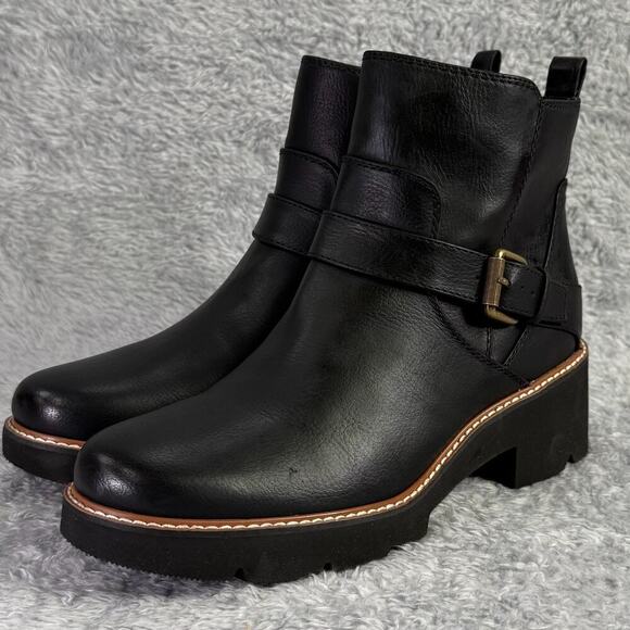 Naturalizer Cabaret Moto Ankle Boot Women's Size 9 Black Ankle Lug Sole Bootie - Picture 2 of 10